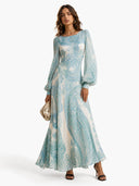 Elegant Paisley Print Chiffon Maxi Dress