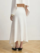 Minimalist Knit Top & Asymmetrical Button Skirt Two-Piece Set
