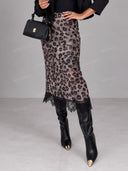 Cropped Blazer & Leopard Lace Midi Skirt Set