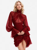 Elegant Pleated Tulle Mini Dress
