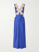 Lace-Trimmed Satin Midi Slip Dress