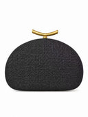 Fashion Half-Moon Woven Straw Clutch Bag