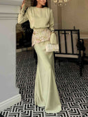 Elegant Long Sleeve Top & Maxi Skirt Set