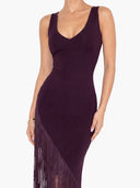 Elegant V-Neck Fringe Maxi Dress