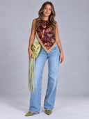 Paisley Fringe Handkerchief Top & Wide Leg Jeans Set