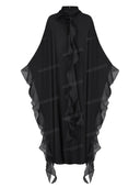 Unique Sheer Ruffle Cape Maxi Dress