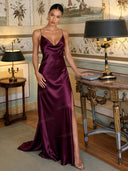 Elegant Green Draped Neckline Maxi Dress
