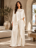 Elegant Satin Cape Wide-Leg Pants Set