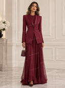 Tailored Blazer & Chiffon Maxi Dress Prom Set