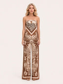 Tropical Palm Print Two-Piece Set
