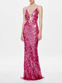 Elegant Pink Gem Sequin Maxi Dress