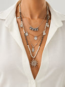 Boho Layered Beaded Charm Necklace Set