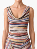 Swing Collar Striped Maxi Dress