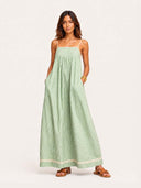 Casual striped cami square neck beach maxi dress