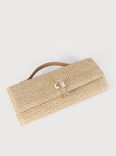 Rectangular Straw Woven Top Handle Clutch Crossbody Bag