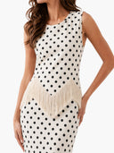 Elegant Polka Dot Fringed Asymmetrical Skirt Two-Piece Set