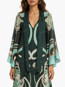 Elegant Geometric Print Chiffon Shawl Midi Dress