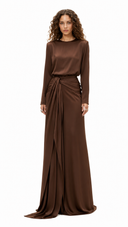 Elegant Draped Satin Maxi Dress