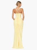 Ruched Spaghetti Strap Slit Maxi Dress