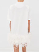 Elegant Feather Trim Top & Mesh Skirt Two-Piece Set
