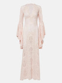 Elegant Lace V Neck Flare Sleeve Maxi Dress