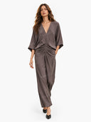 Casual Pleated Batwing Sleeve Maxi Dress