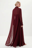 Elegant Satin Maxi Dress & Long Sheer Chiffon Cover-Up Two-Piece Set