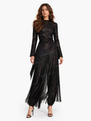 Elegant Long Sleeve Top & Fringe Pants Two-Piece Set