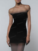 Sexy Sheer Mock Neck Bodycon Maxi Dress