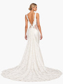 Elegant Satin Mermaid Lace Panel Evening Gown