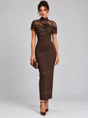 Elegant Cape Sequin Floral Mesh Prom Maxi Dress