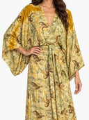 V-Neck Printed Slit Streamer Design Maxi Dress
