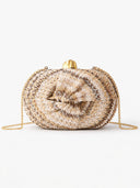 Rainbow Multicolor Braided Oval Hard-Shell Evening Handbag