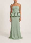 Elegant Strapless Ruched Skirt Two-Piece Set