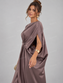 Elegant Draped Batwing Sleeve Kaftan Maxi Dress