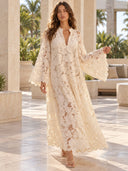 Casual White Long Sleeve Lace V-Neck Dress