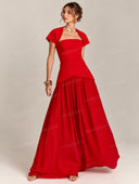 Elegant Square Neck Peplum Maxi Dress