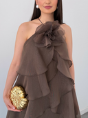 Floral Ruffle Halter Maxi Dress