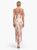 One-Shoulder Floral Embroidery Maxi Dress