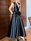 Elegant Satin Skirt Two-Piece Set