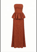 Elegant Strapless Ruched Skirt Two-Piece Set