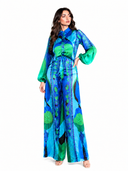Exquisite Geometric Print Shirt & Wide-Leg Pants Two-Piece Set