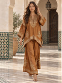 Casual Bohemian Floral Print Batwing Sleeve Shirt Two-Piece Set