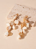 Shell Charm Pearl Drop Earrings