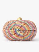 Rainbow Multicolor Braided Oval Hard-Shell Evening Handbag