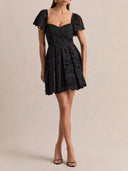 Lace Puff Sleeve Mini Dress