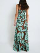 Bohemian Tropical Leaf Print Satin Maxi Dress Two-Piece Set
