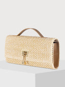 Rectangular Straw Woven Top Handle Clutch Crossbody Bag