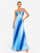 Ombre Halter Pleated Maxi Dress