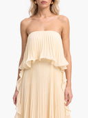 Elegant Strapless Pleated Ruffled Chiffon Maxi Dress